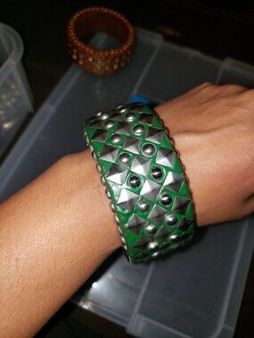 Authentic Studs and Spikes Wooden Bangle